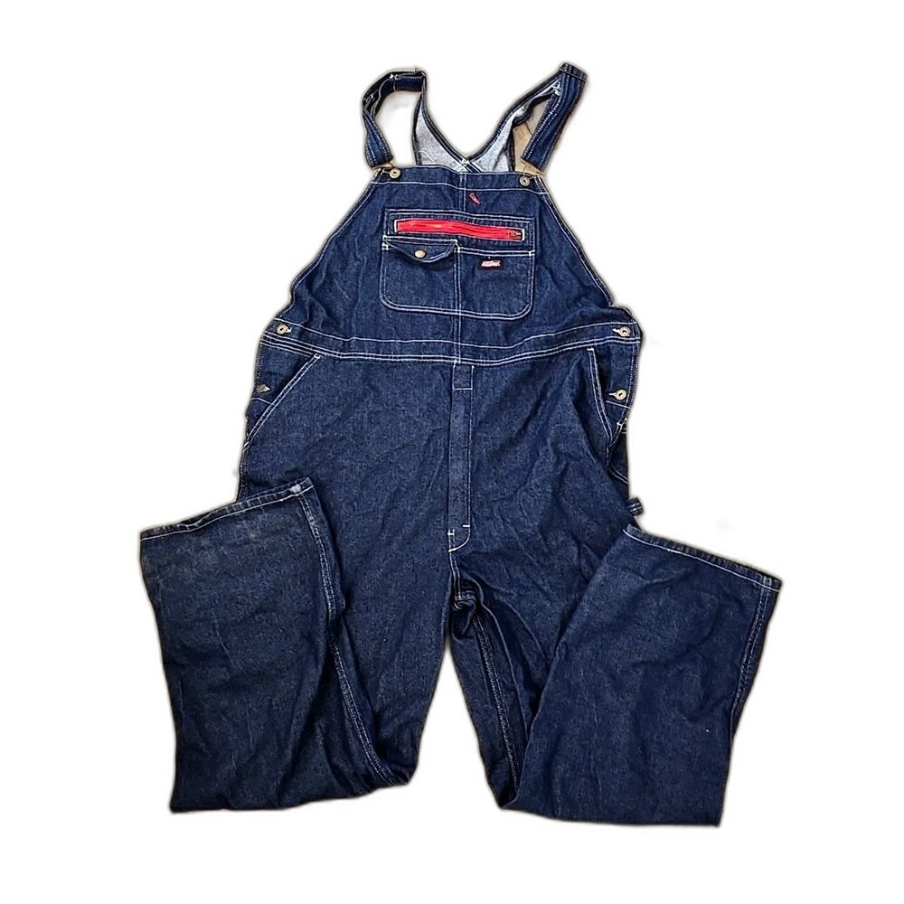 NWT Dickies Utility Overalls Mens Sz 2XL Blue Denim Bib Workwear Cargo EB713RNB